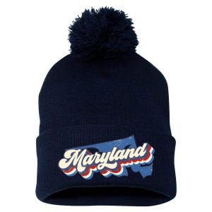 State Of Maryland Retro Logo Pom Pom 12in Knit Beanie