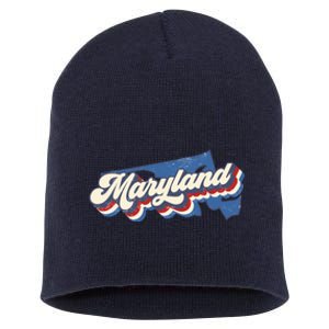 State Of Maryland Retro Logo Short Acrylic Beanie