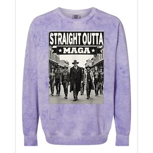 Straight Outta Maga Funny Trump 2024 Funny Colorblast Crewneck Sweatshirt