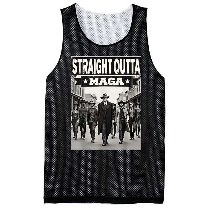 Straight Outta Maga Funny Trump 2024 Funny Mesh Reversible Basketball Jersey Tank