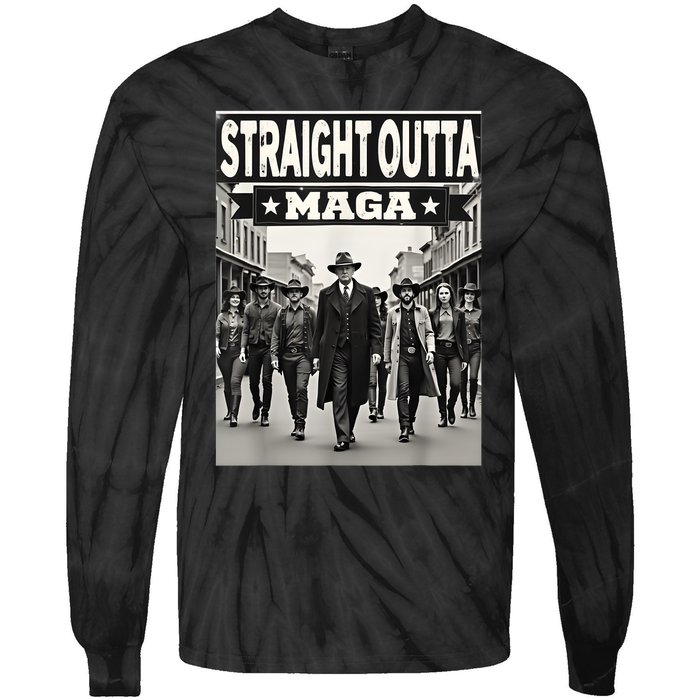 Straight Outta Maga Funny Trump 2024 Funny Tie-Dye Long Sleeve Shirt