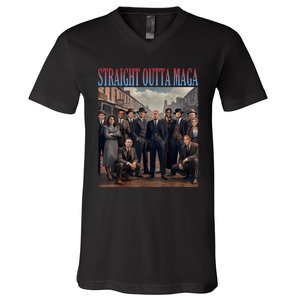 Straight Outta Maga Funny Trump 2024 Funny V-Neck T-Shirt