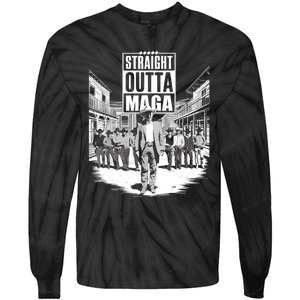 Straight Outta Maga Funny Trump 2024 Tie-Dye Long Sleeve Shirt