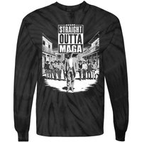 Straight Outta Maga Funny Trump 2024 Tie-Dye Long Sleeve Shirt