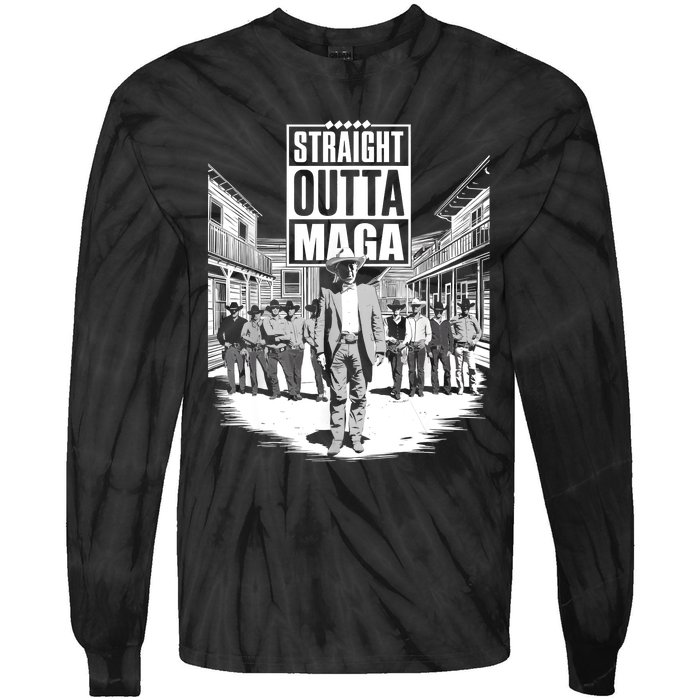 Straight Outta Maga Funny Trump 2024 Tie-Dye Long Sleeve Shirt