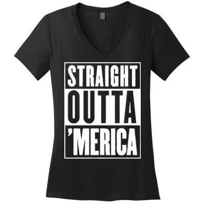 Straight Outta Merica Women's V-Neck T-Shirt