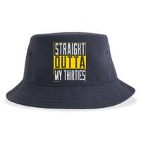 Straight Outta My Thirties Funny 40th Birthday 40 Years Old Sustainable Bucket Hat