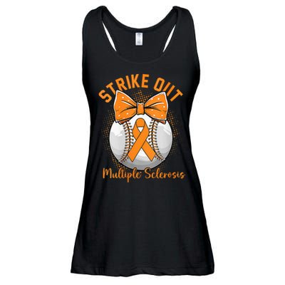 Strike Out Multiple Sclerosis Awareness Orange Ribbon Ladies Essential Flowy Tank
