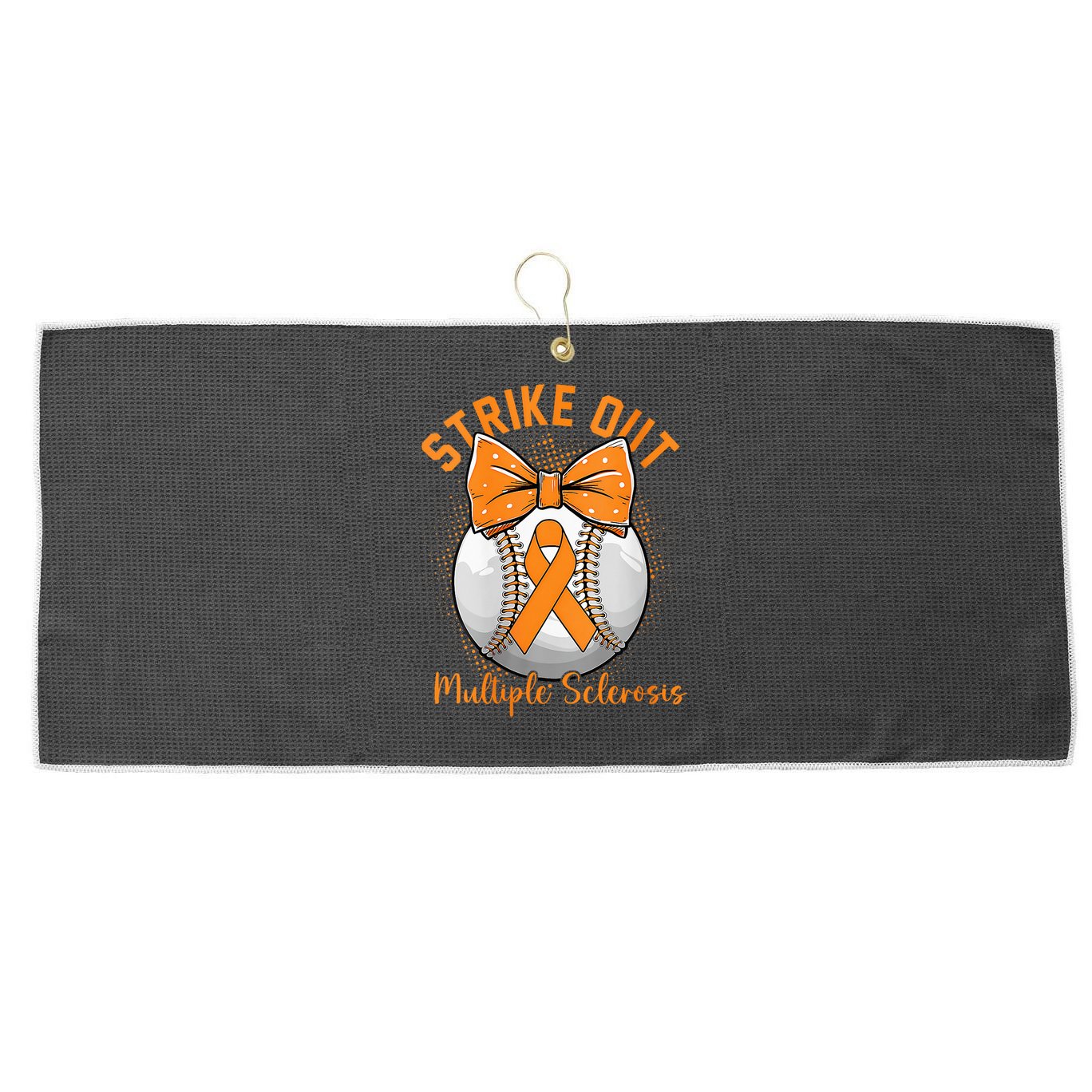 Strike Out Multiple Sclerosis Awareness Orange Ribbon Large Microfiber Waffle Golf Towel