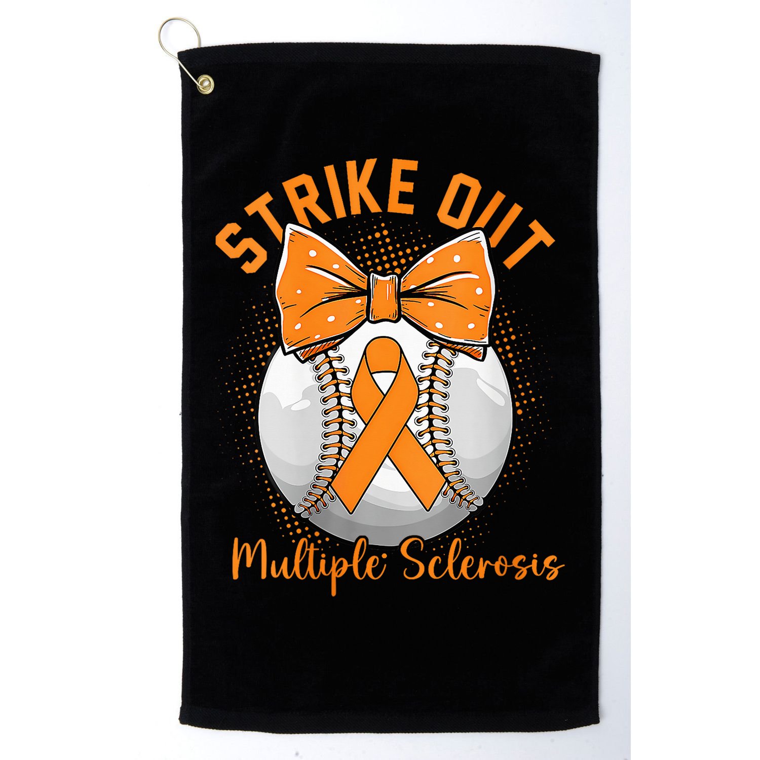 Strike Out Multiple Sclerosis Awareness Orange Ribbon Golf Towel
