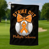 Strike Out Multiple Sclerosis Awareness Orange Ribbon Golf Towel