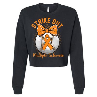 Strike Out Multiple Sclerosis Awareness Orange Ribbon Cropped Pullover Crew
