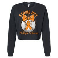 Strike Out Multiple Sclerosis Awareness Orange Ribbon Cropped Pullover Crew