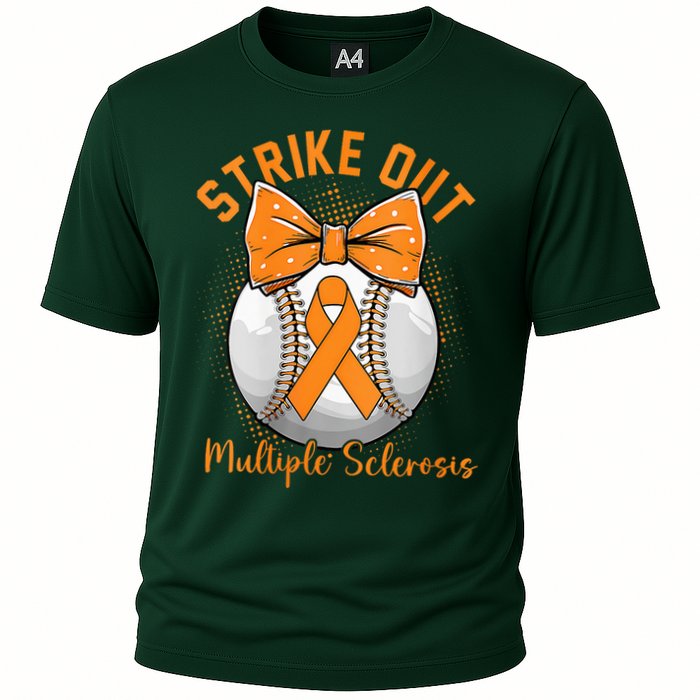 Strike Out Multiple Sclerosis Awareness Orange Ribbon Cooling Performance Crew T-Shirt
