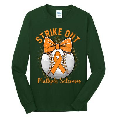 Strike Out Multiple Sclerosis Awareness Orange Ribbon Tall Long Sleeve T-Shirt