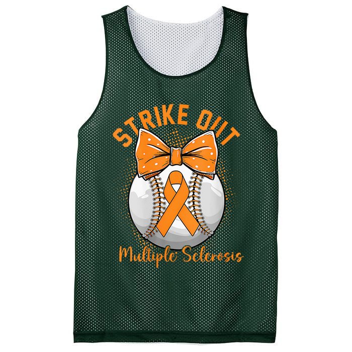 Strike Out Multiple Sclerosis Awareness Orange Ribbon Mesh Reversible Basketball Jersey Tank