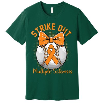 Strike Out Multiple Sclerosis Awareness Orange Ribbon Premium T-Shirt