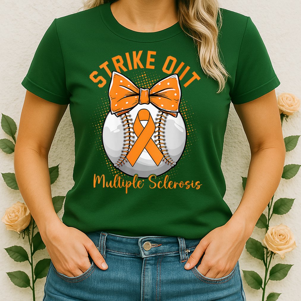 Strike Out Multiple Sclerosis Awareness Orange Ribbon Womens T-Shirt