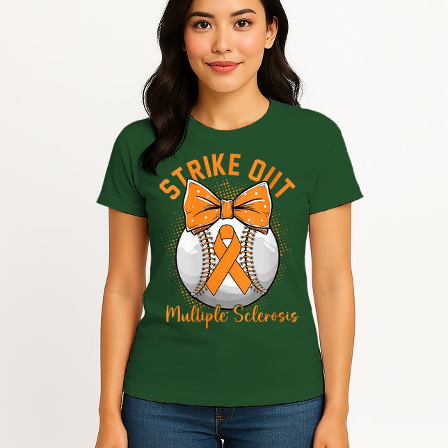 Strike Out Multiple Sclerosis Awareness Orange Ribbon Womens T-Shirt