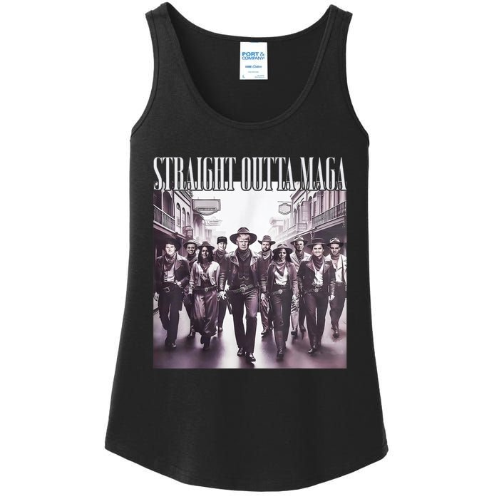 Straight Outta Maga Funny Trump 2024 Ladies Essential Tank