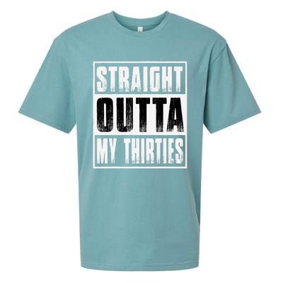 Straight Outta My Thirties Funny 40th Birthday Sueded Cloud Jersey T-Shirt