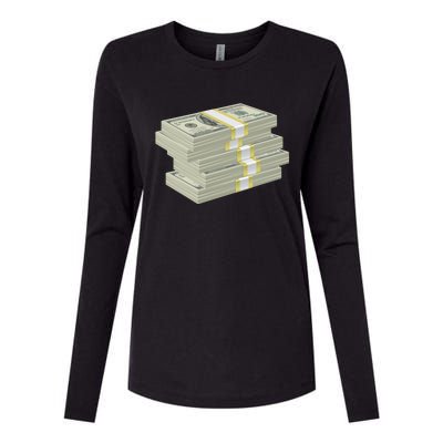 Stack Of Money Dollar Bills Design Great Gift Womens Cotton Relaxed Long Sleeve T-Shirt