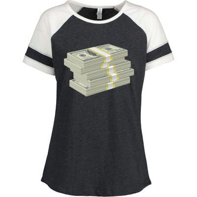 Stack Of Money Dollar Bills Design Great Gift Enza Ladies Jersey Colorblock Tee