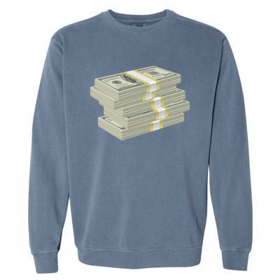 Stack Of Money Dollar Bills Design Great Gift Garment-Dyed Sweatshirt