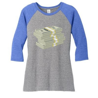 Stack Of Money Dollar Bills Design Great Gift Women's Tri-Blend 3/4-Sleeve Raglan Shirt