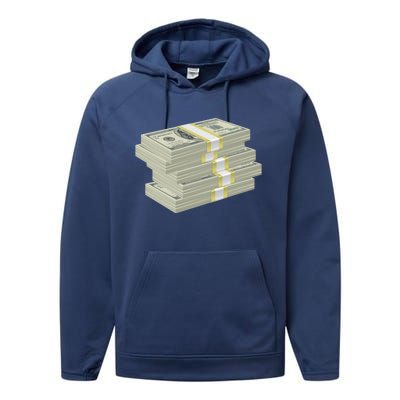 Stack Of Money Dollar Bills Design Great Gift Performance Fleece Hoodie