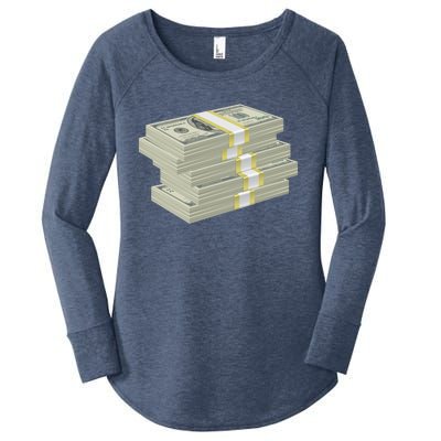 Stack Of Money Dollar Bills Design Great Gift Women's Perfect Tri Tunic Long Sleeve Shirt