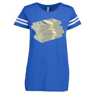 Stack Of Money Dollar Bills Design Great Gift Enza Ladies Jersey Football T-Shirt