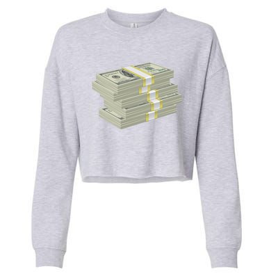 Stack Of Money Dollar Bills Design Great Gift Cropped Pullover Crew