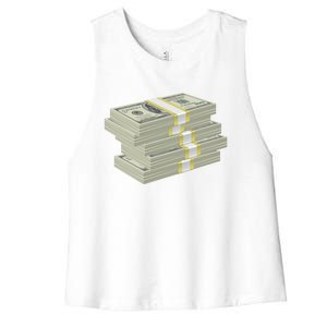 Stack Of Money Dollar Bills Design Great Gift Women's Racerback Cropped Tank