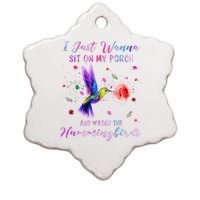 Sit On My Porch And Watch The Hummingbirds Funny Bird Lover Ceramic Star Ornament