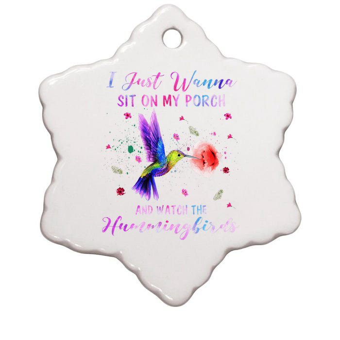 Sit On My Porch And Watch The Hummingbirds Funny Bird Lover Ceramic Star Ornament