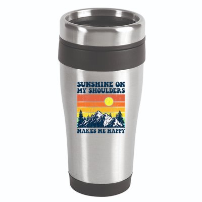 Sunshine On My Shoulders Makes Me Feel Happy Country Music 16oz Travel Tumbler