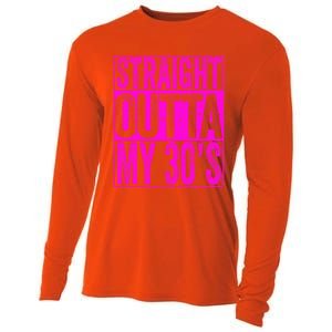 Straight Outta My 30S Cute Gift 40th Birthday Gift Cooling Performance Long Sleeve Crew