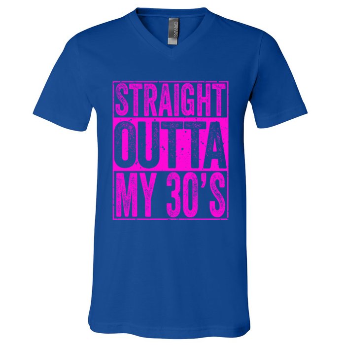 Straight Outta My 30S Cute Gift 40th Birthday Gift V-Neck T-Shirt