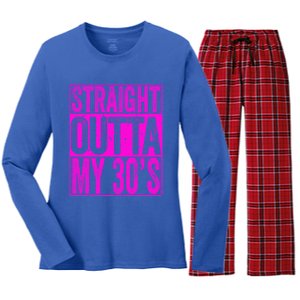 Straight Outta My 30S Cute Gift 40th Birthday Gift Women's Long Sleeve Flannel Pajama Set 