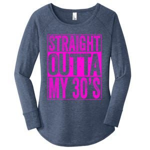 Straight Outta My 30S Cute Gift 40th Birthday Gift Women's Perfect Tri Tunic Long Sleeve Shirt