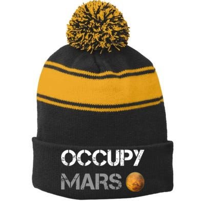 SpaceX Occupy Mars Project Stripe Pom Pom Beanie