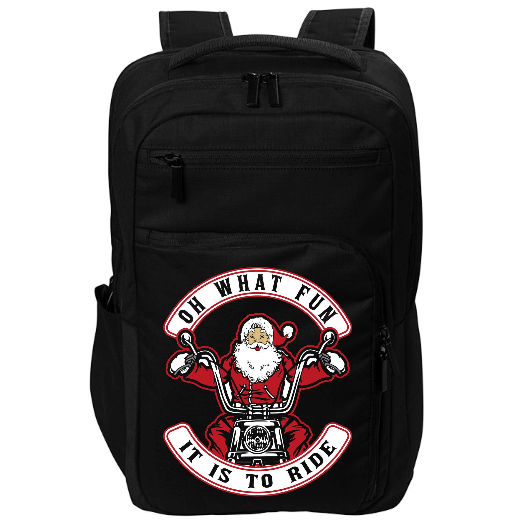 Santa On Motorcycle Funny Christmas Gift Impact Tech Backpack
