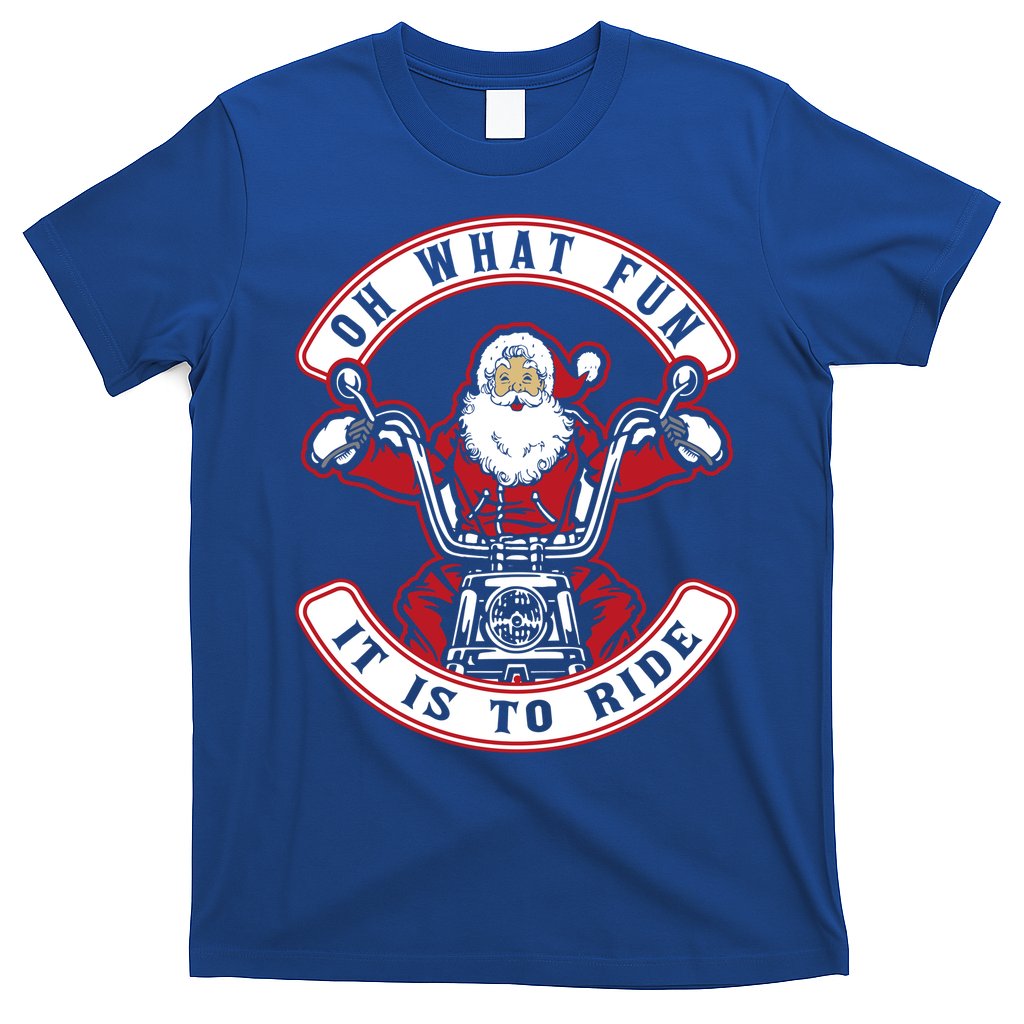 Santa On Motorcycle Funny Christmas Gift T-Shirt