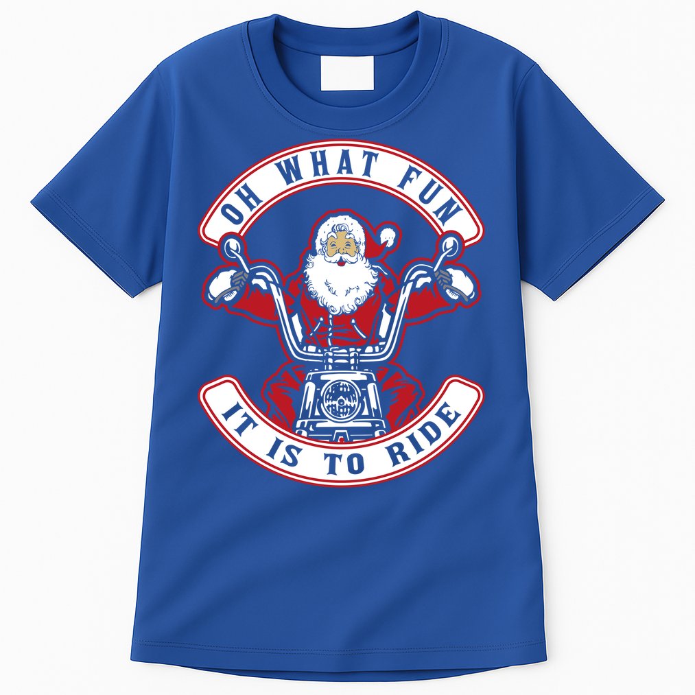 Santa On Motorcycle Funny Christmas Gift Tall T-Shirt