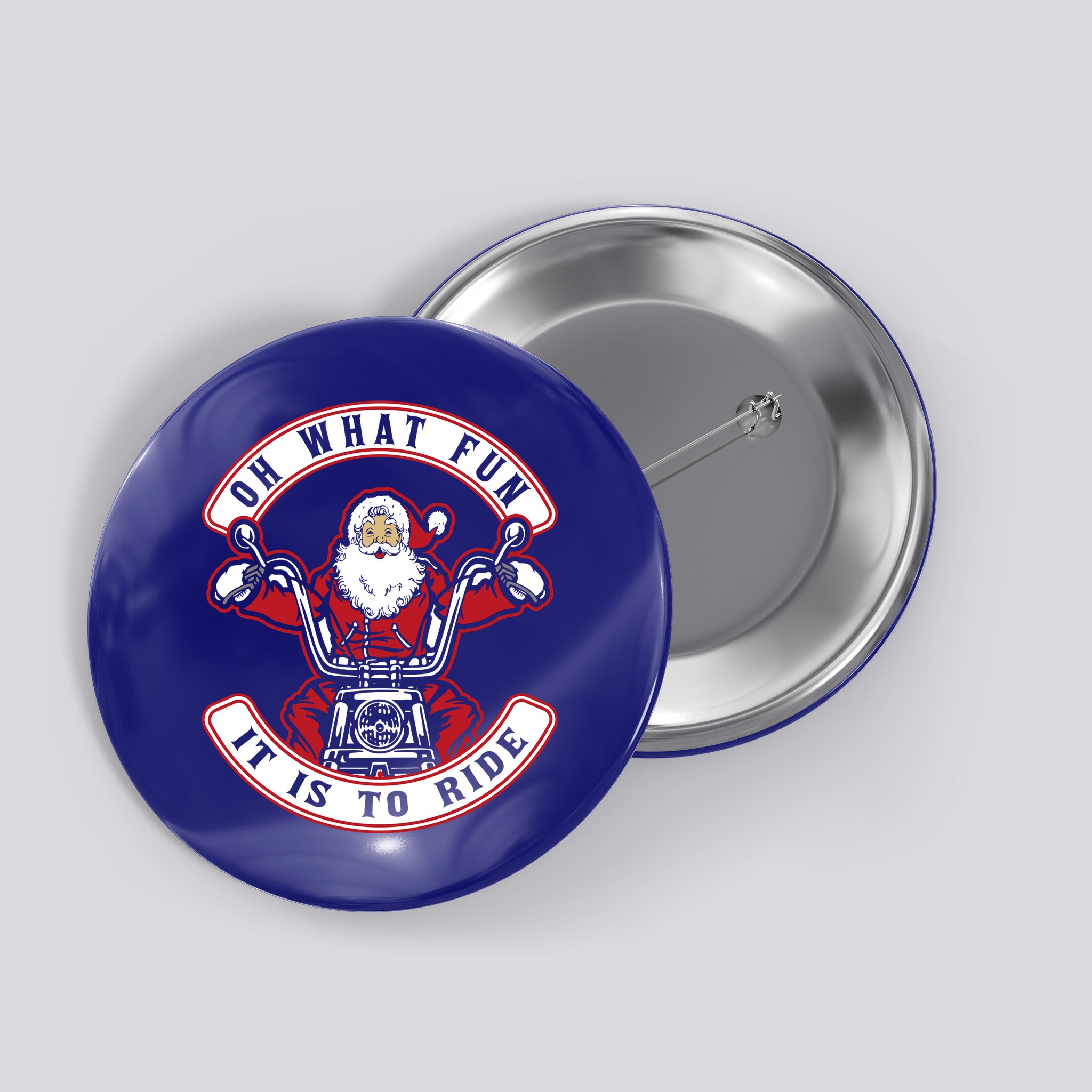 Santa On Motorcycle Funny Christmas Gift Button
