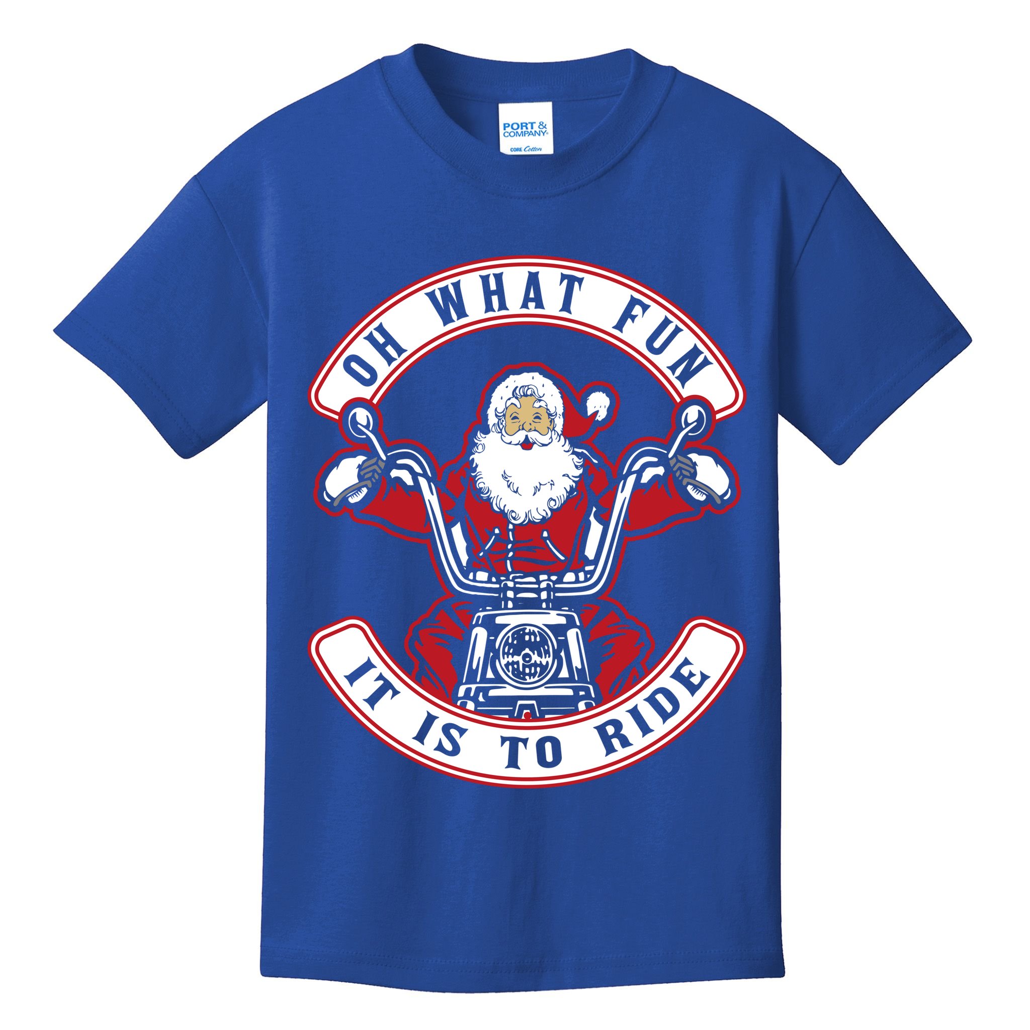 Santa On Motorcycle Funny Christmas Gift Kids T-Shirt