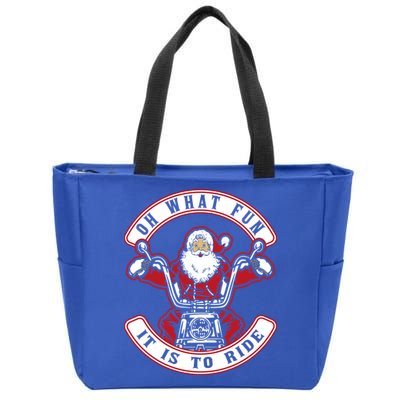 Santa On Motorcycle Funny Christmas Gift Zip Tote Bag