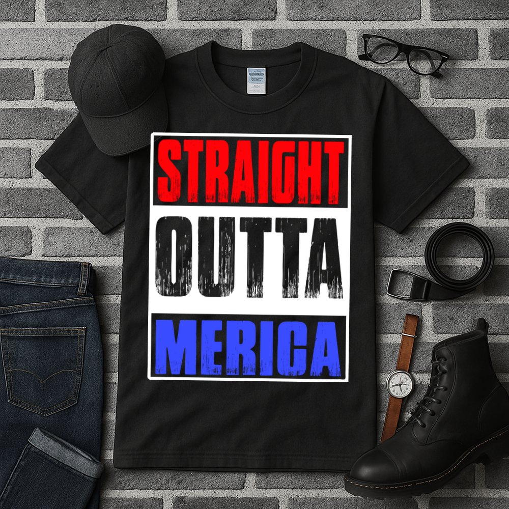Straight Outta Merica America United States 4th Of July USA Tall T-Shirt