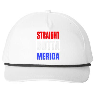 Straight Outta Merica America United States 4th Of July USA Snapback Five-Panel Rope Hat